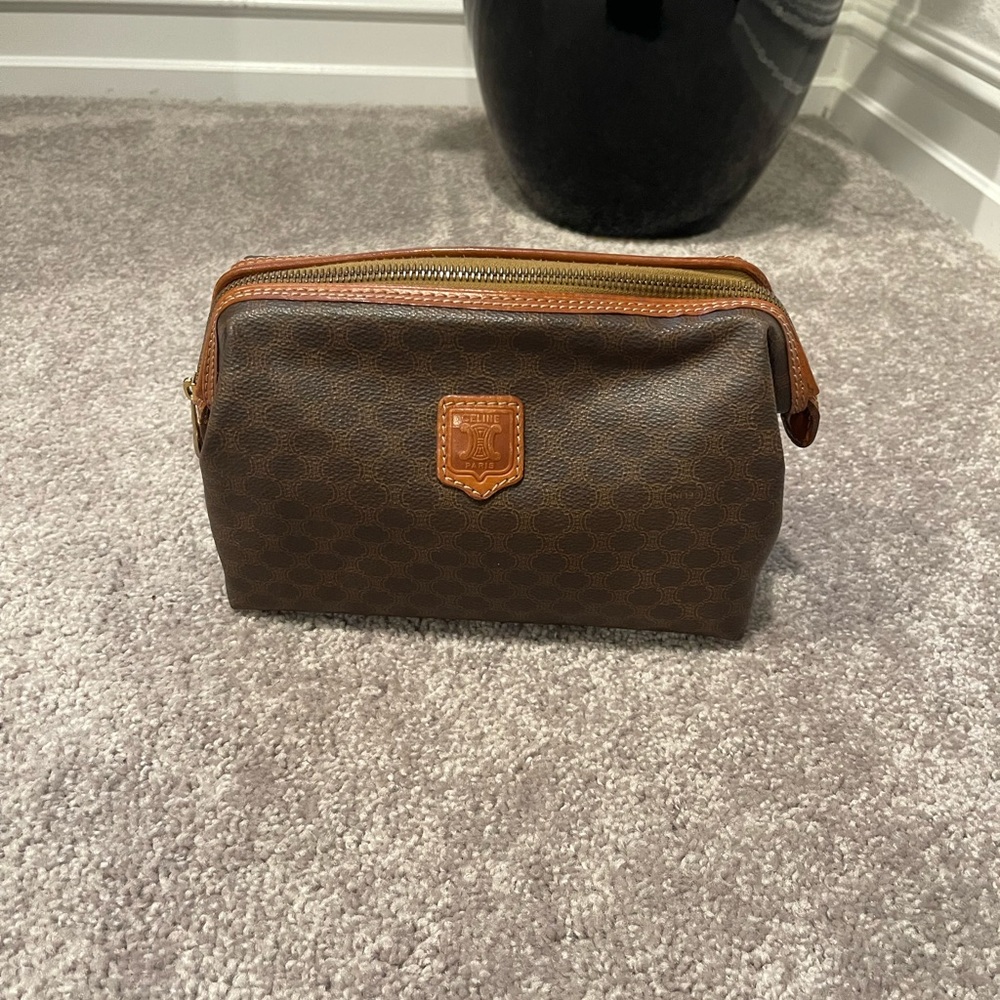 Vintage Celine brown Macadam print small pouch